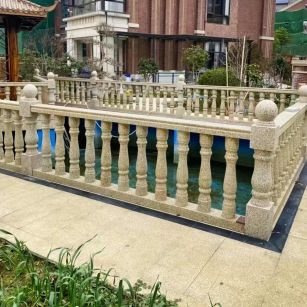 保山黄金麻花岗岩石材栏杆，扶手，将军柱，花瓶柱