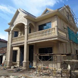 保山 黄金麻花岗岩石材私人别墅雕花门楼柱阳台栏杆