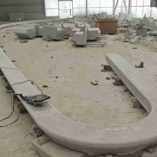 保山 芝麻白花岗岩弧形花坛石，坐凳石