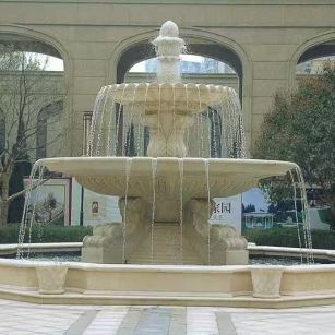 保山 黄金麻花岗岩异型加工——户外庭院石雕流水喷泉