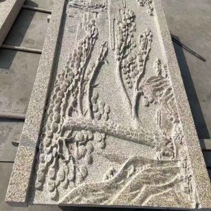 保山 黄金麻雕刻板浮雕迎客松