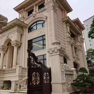 保山 黄金麻花岗岩别墅外墙干挂效果展示