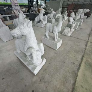 保山 芝麻白花岗岩造型立体雕刻——十二生肖