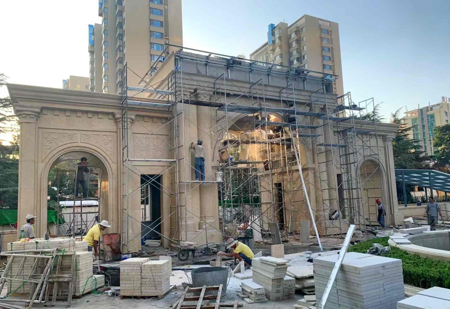 保山 黄金麻荔枝面花岗岩小区门楼外墙干挂